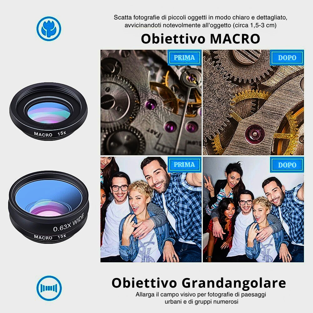 Kit 10 Obiettivi e Filtri Esterni per Smartphone