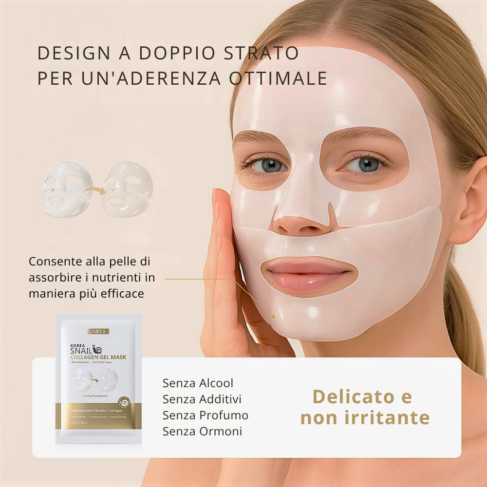 Maschera al Collagene di Bava di Lumaca e Acido Ialuronico