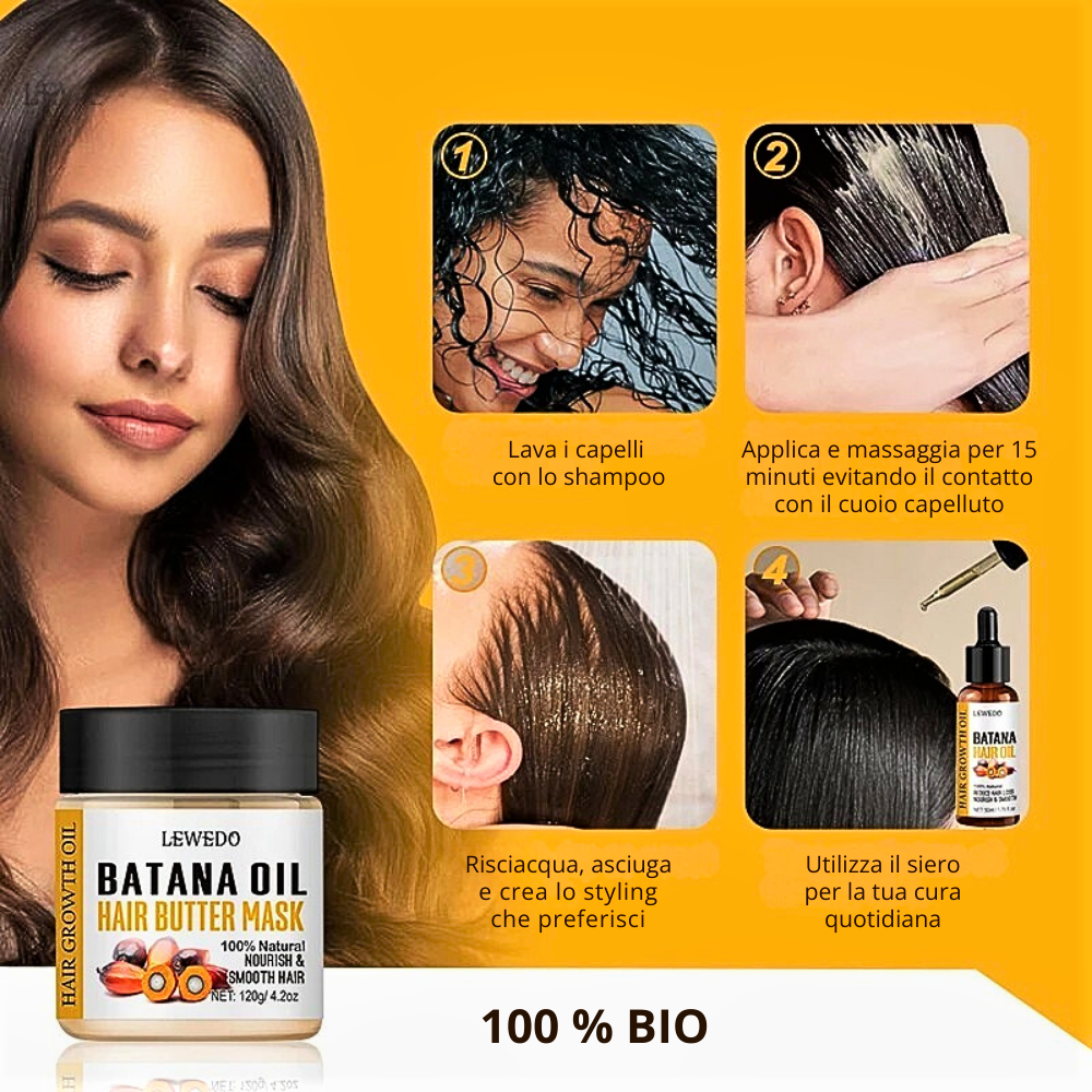 Kit Curativo per Capelli all'Olio di Batana, Rosmarino e Ricino