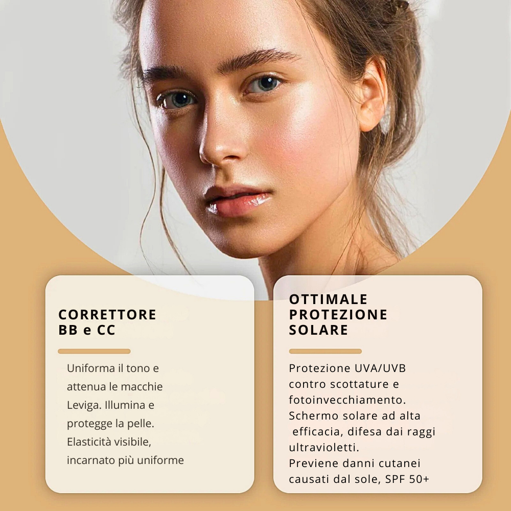 Crema BB e CC con Bava di Lumaca, Nicotinamide e Protezione Solare 50+