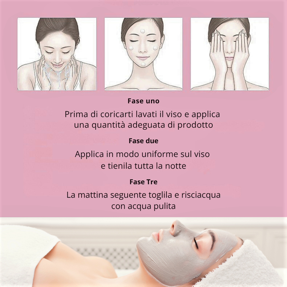 Maschera Notte con Acido Ialuronico, Collagene, Centella e Squarane