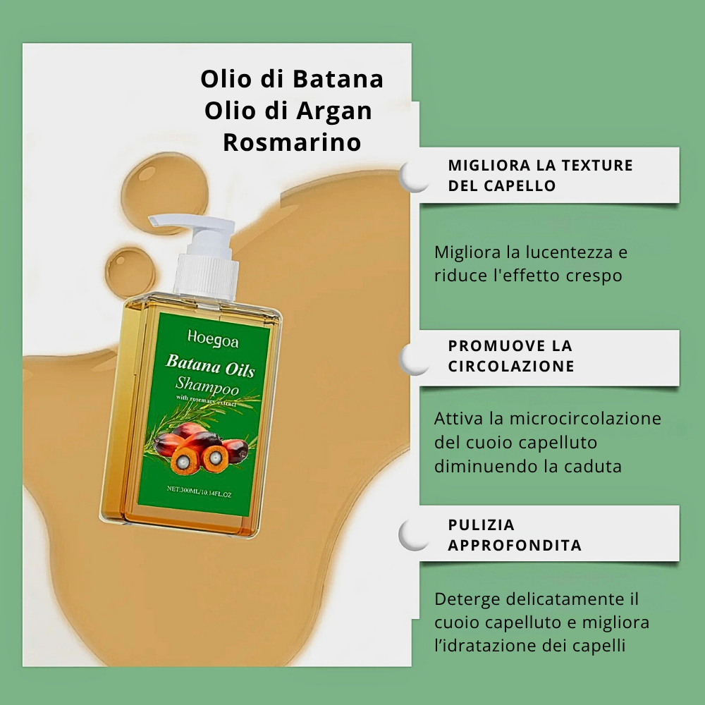 Shampoo Curativo all'Olio di Batana, Argan Marocchino e Rosmarino