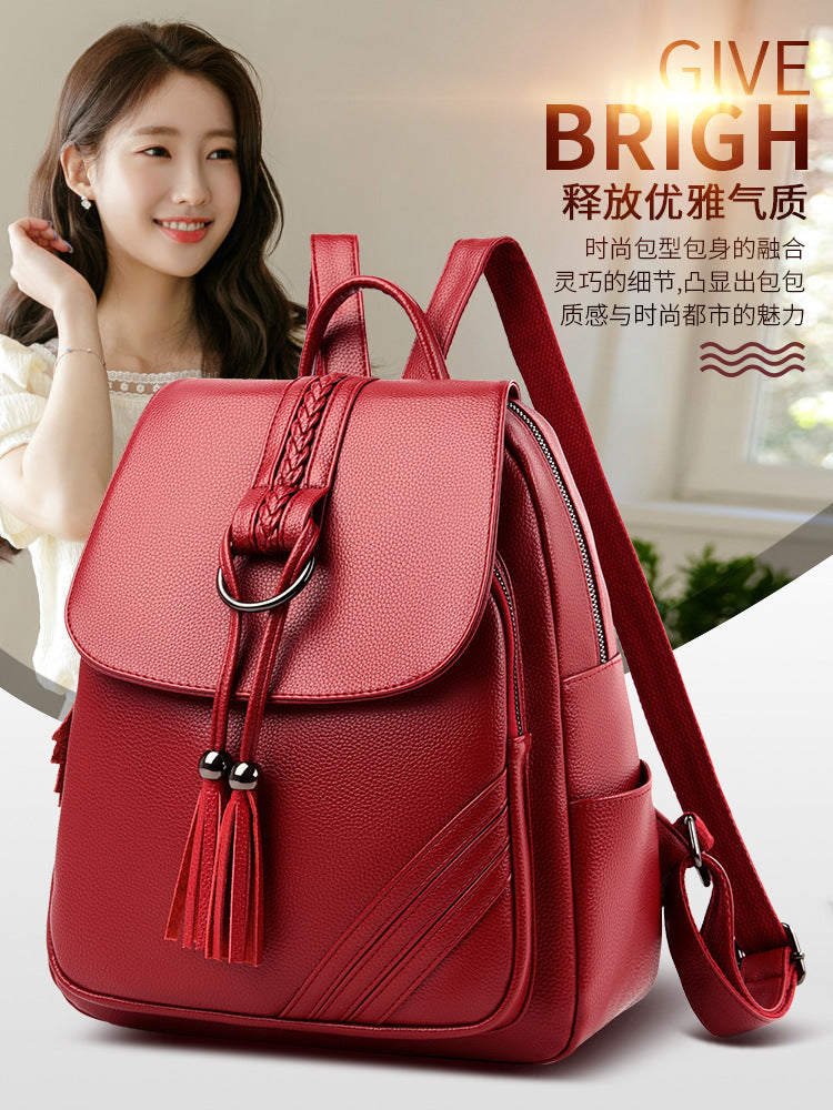 Backpack for Women, 2025 New Style, Tassel Pendant, Large Capacity Mommy Bag, Student School Bag, Outdoor Travel Bag, Export