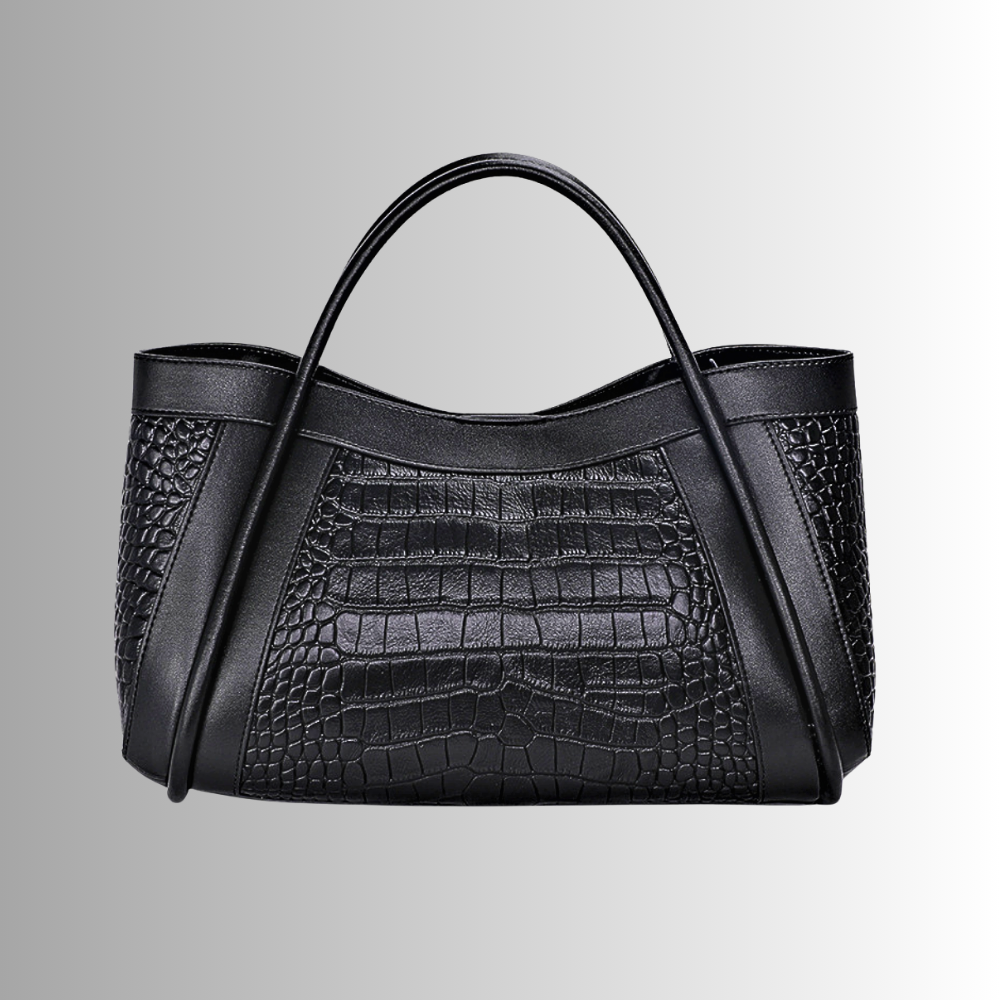 Crocodile-worked calfskin bag