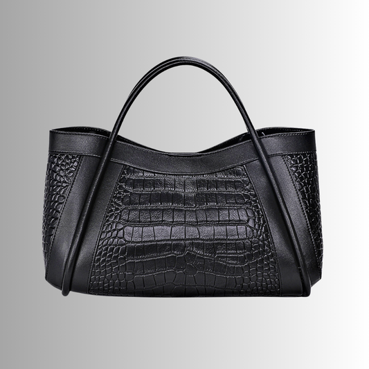 Crocodile-worked calfskin bag