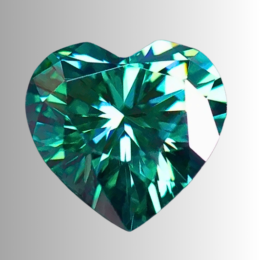 Moissanite Verde Smeraldo Taglio Cuore Certificata