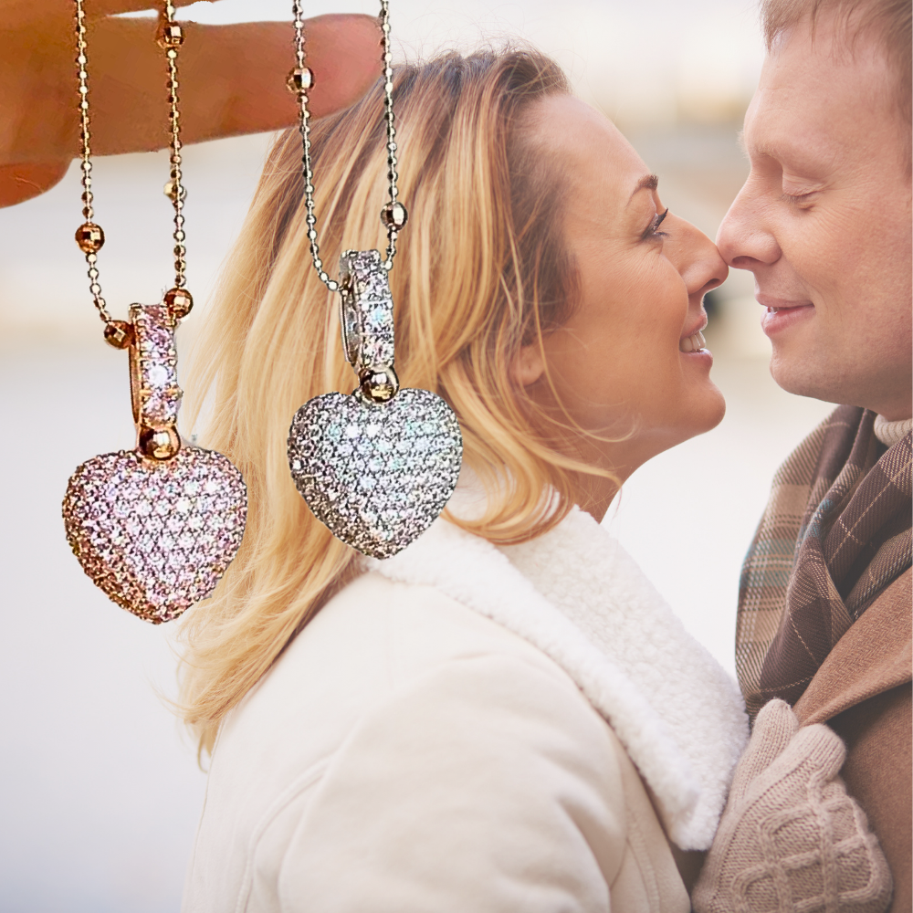 Collana con Ciondolo a Cuore con Brillanti Coltivati