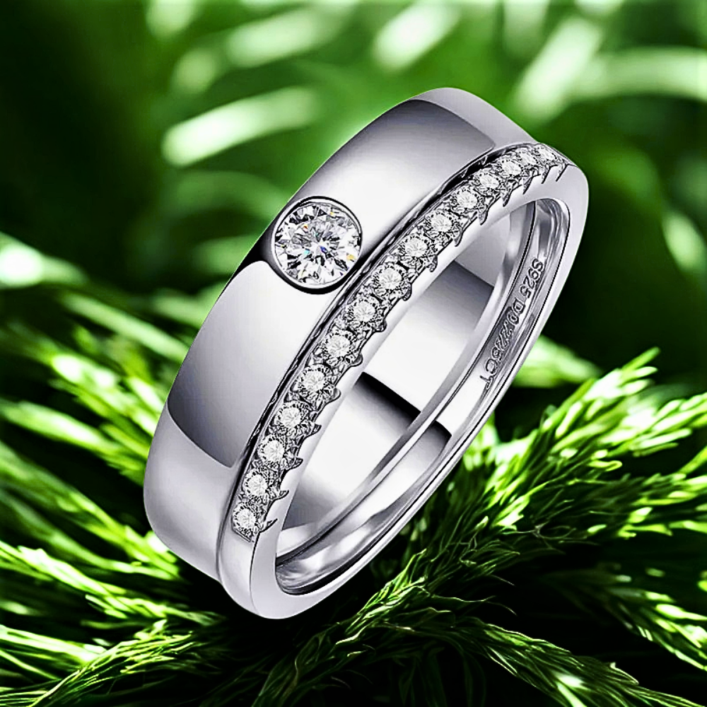 Parure di Solitario e Fedina in Moissanite D Color