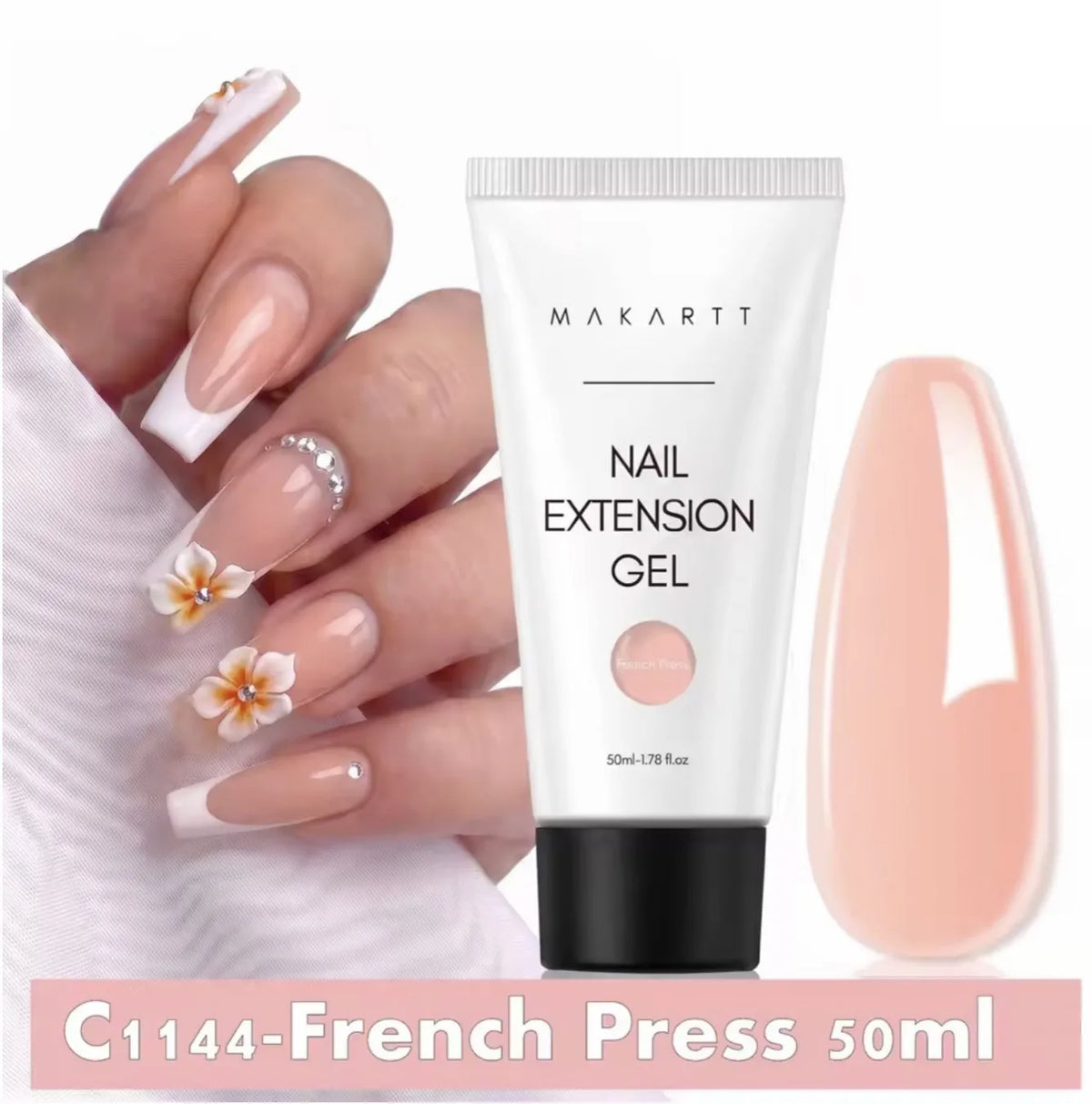Makartt HEMA-Free Poly Nail Extension Gel 50ml, Hybrid Acrygel Builder Multi-Color, Long-Lasting French Manicure DIY Nail Art