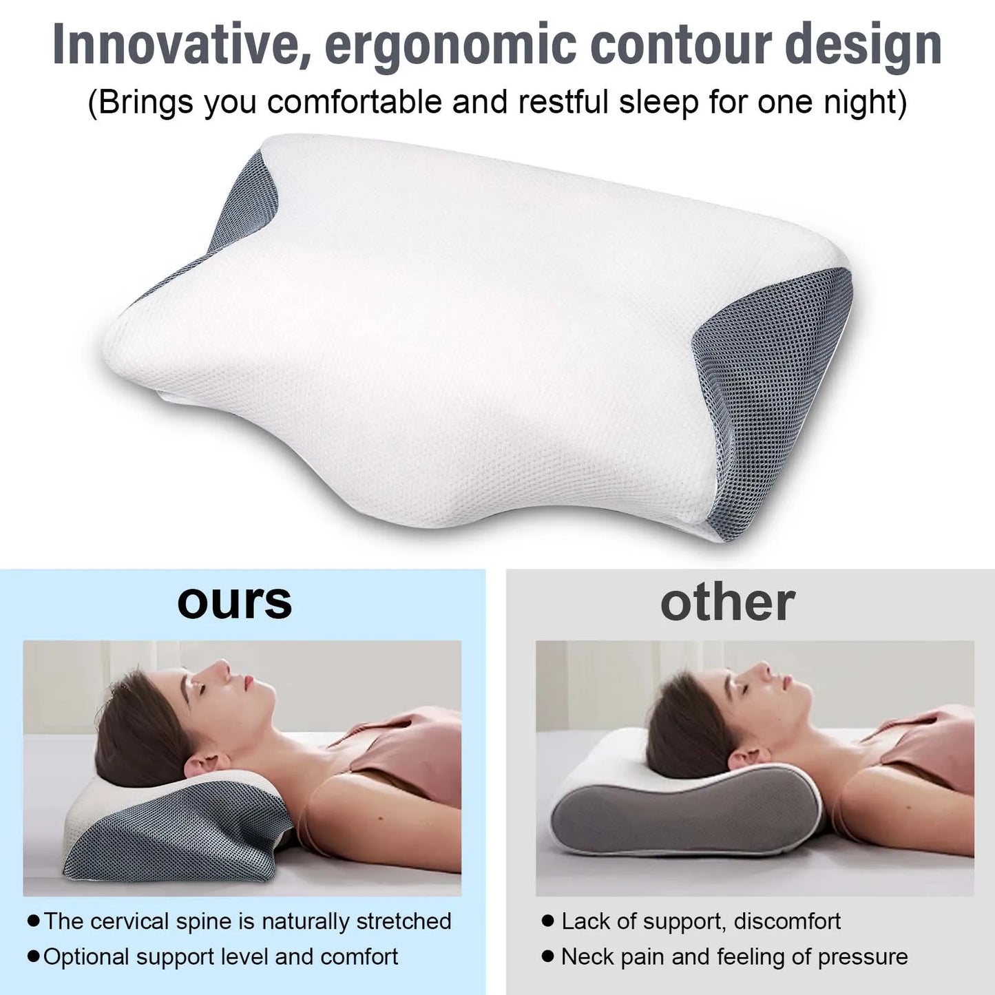 1 pcs Memory Foam Bed Orthopedic Pillow Neck Protection Slow Rebound Memory Pillow Butterfly Shaped Health Cervical Neck