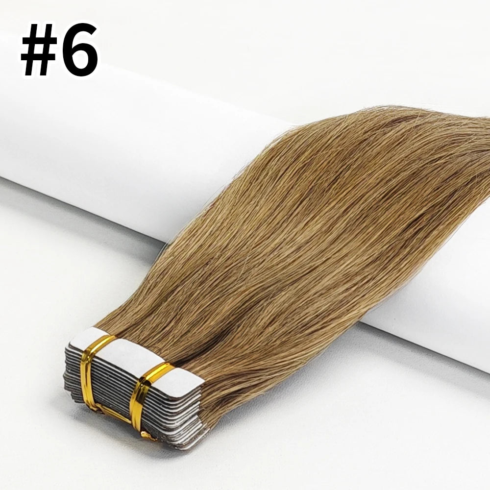 Tape In Hair Extensions Remy Human Hair 20pcs Straight Seamless Skin Weft Tape Hair Extensions Natural Black Hair For Women