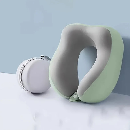 Ergonomic U Shaped Travel Pillow with Storage Bag Slow Rebound Neck Support for Airplane Office Car Machine Washable Soft