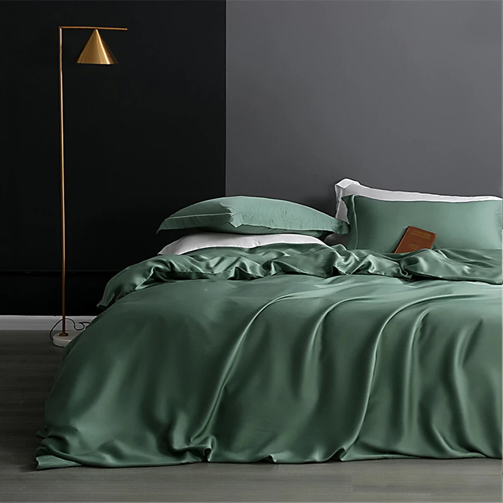 Sondeson Luxury White 100% Silk Bedding Set Healthy Skin Beauty Queen King Duvet Cover Set Flat Sheet Pillowcase Bed Linen Sets