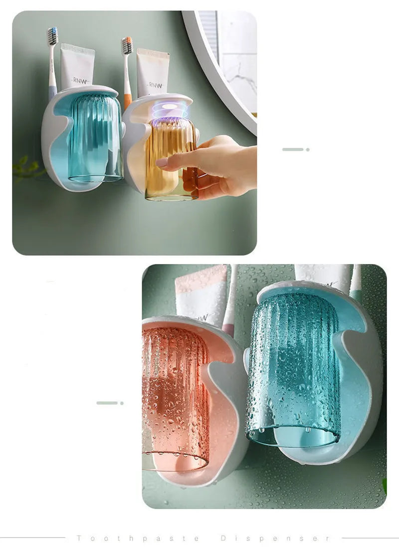 Cartoon Toothpaste Dispenser Automatic Toothpaste Squeezer New Wall-Mount Holder Toothbrush Rack Bathroom Washroom  Accessories