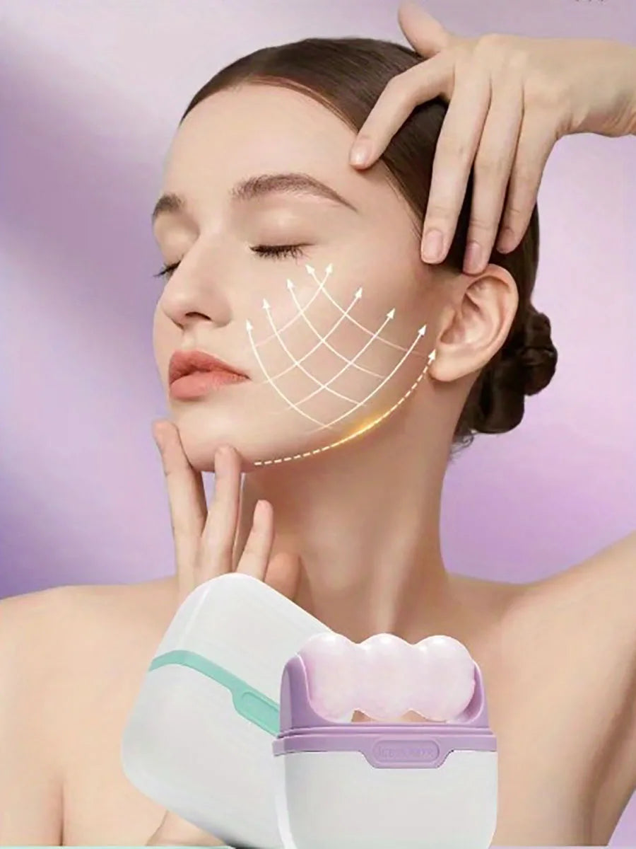 Double-headed ice roller, used for facial and head massage, made of resin material, non-electric skin care tool