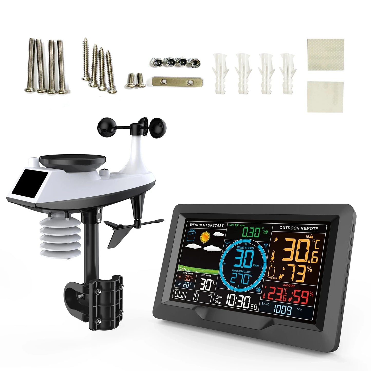 No wiring required Multifunctional Weather Station Temperature Humidity Wind Speed and Rainfall Detection Weather Forecast Clock