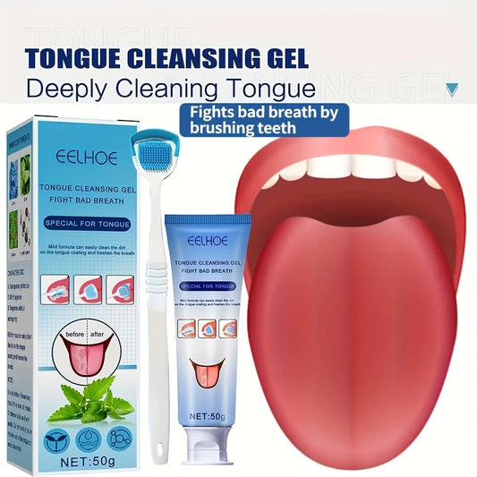 Tongue Cleansing Gel With Brush, Tongue Cleaning, Mouth Care, And Freshen Your Oral Hygiene 50g(1. 76oz)
