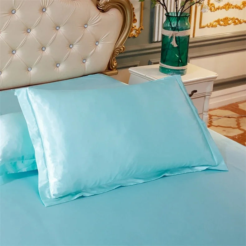 Luxury Silky Smooth Satin Pillowcase Solid Color Envelope Pillow Case Bedding Bedroom Sleep Pillowcover 48x74