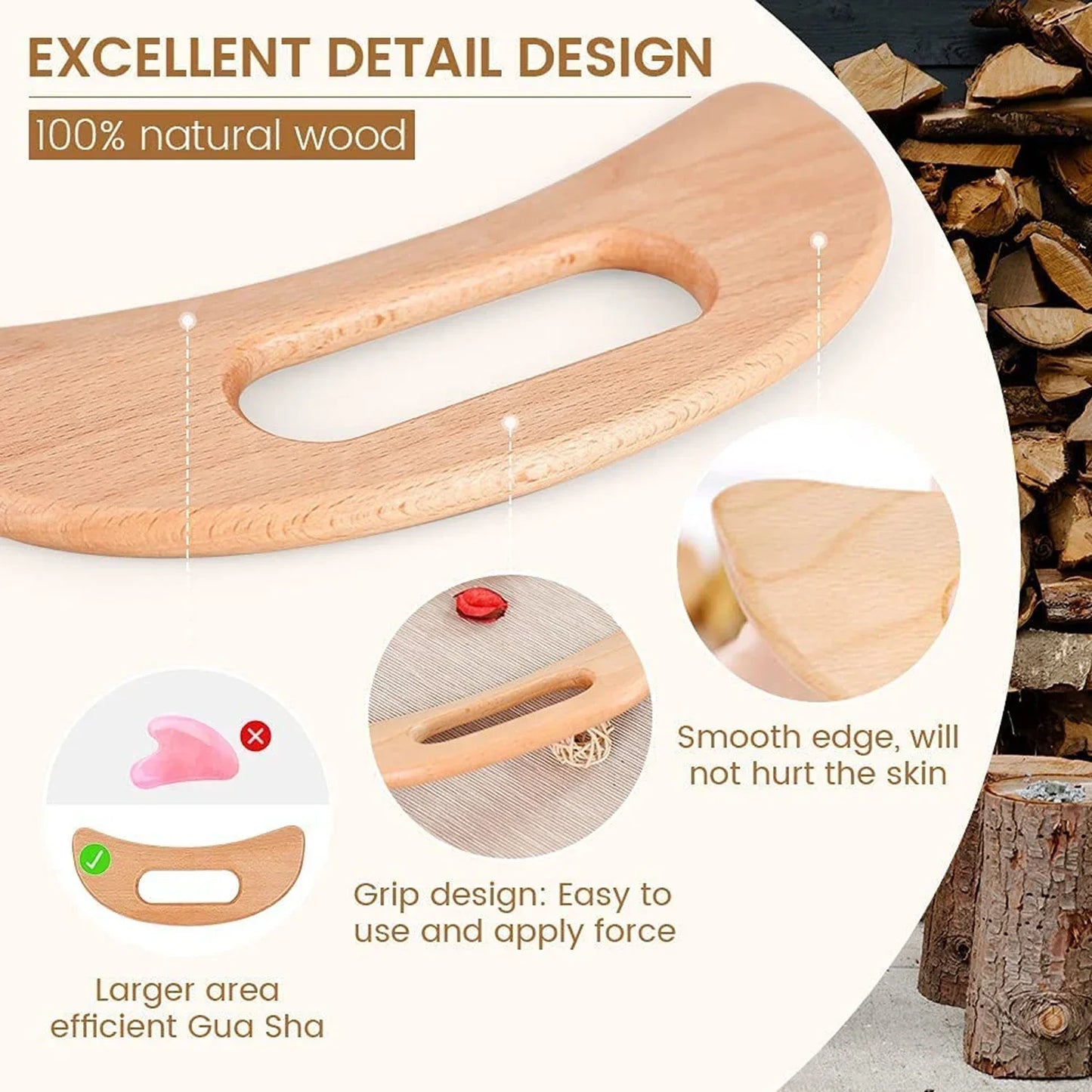 Wooden Cellulite Massager Body Guasha Tool Lymphatic Drainage Massager Muscle Scraper Back Massage Tool Relieve Muscle Fatigue