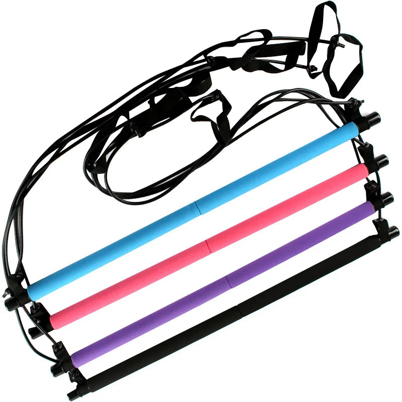 Portable Yoga Pilates Bar Stick with Resistance Band,Pull Rope,Home Gym Yoga Bar,Fitness Stretching Sports Bodybuilding