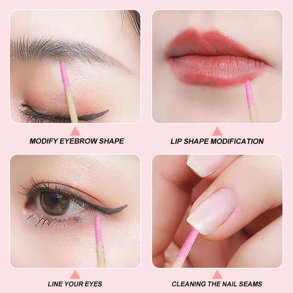 400pcs Pink Double Head Nail Art Cuticle Pusher Remover 7CM Orange Wood Sticks Cotton Swab Clean Tool for Nail Rhinestone Makeup