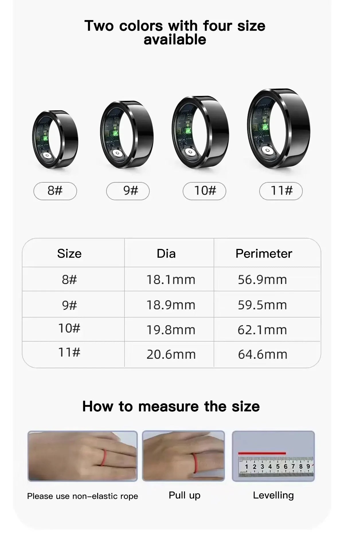 2025 R6Pro Smart Ring,  Heart Rate, Blood Oxygen, Sleep&Blood Pressure Tracker, Bluetooth Men Smart Rings iOS Android Compatible