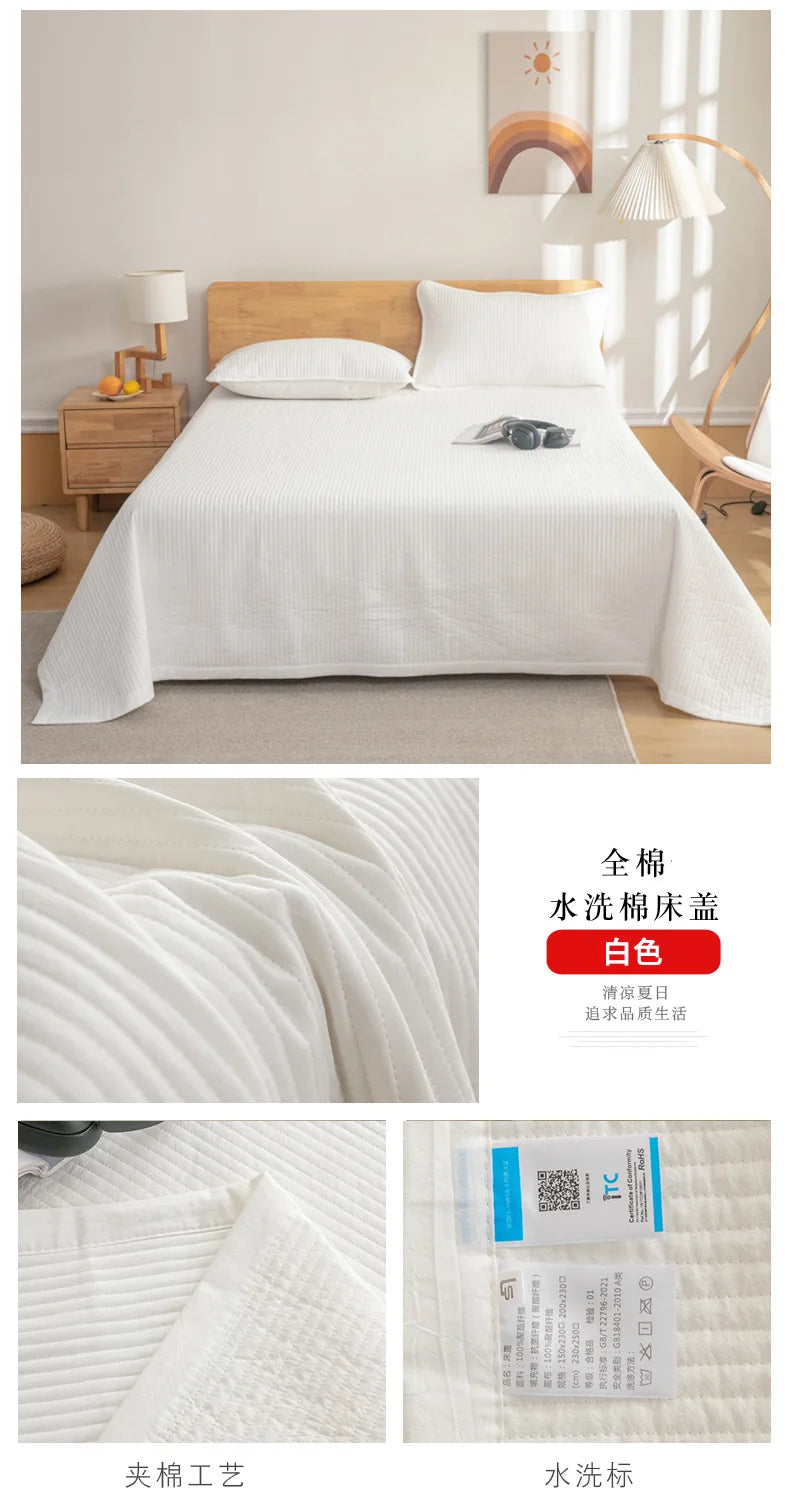 2024 new Class A cotton washed cotton antibacterial padded cotton bed cover thickened sheets breathable and comfortable