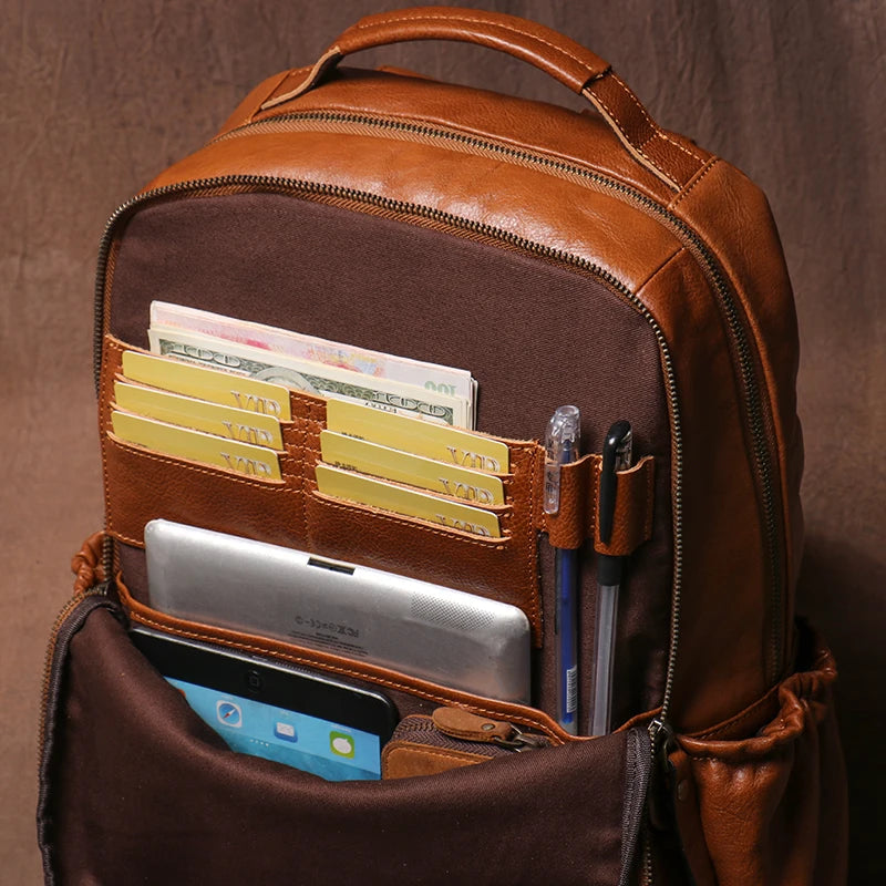 GURO High Quality Genuine Leather Backpack Men Large Capacity Business Travel bag Luxury Student School Bag Laptop Computer Pack