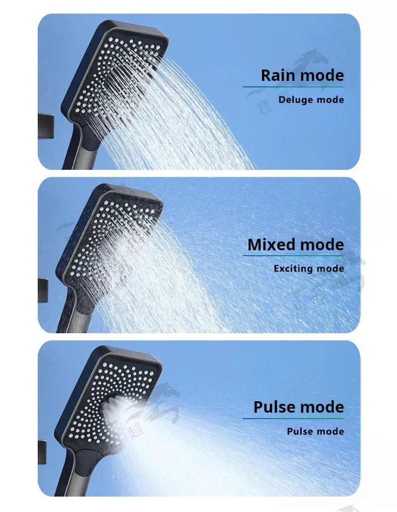Bathroom Toilet Accessories Ceiling Shower Head Rainfall Bath Hydro Massage Mixer Black Faucet Complete Set bathroom shower