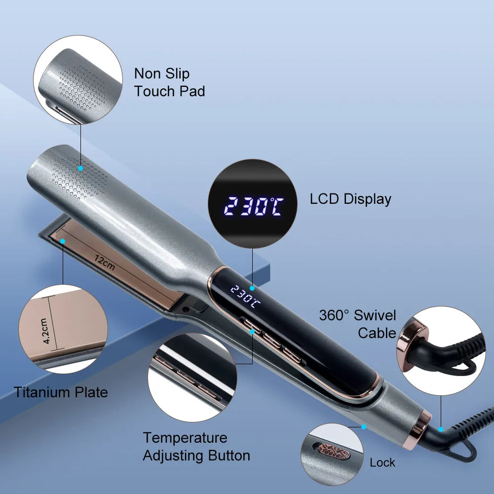 Hair Straightener 13 Gears Adjustable Temperature 2-in-1 Professional Flat Iron Fast Warm-up Styling Tool For Wet or Dry Hair
