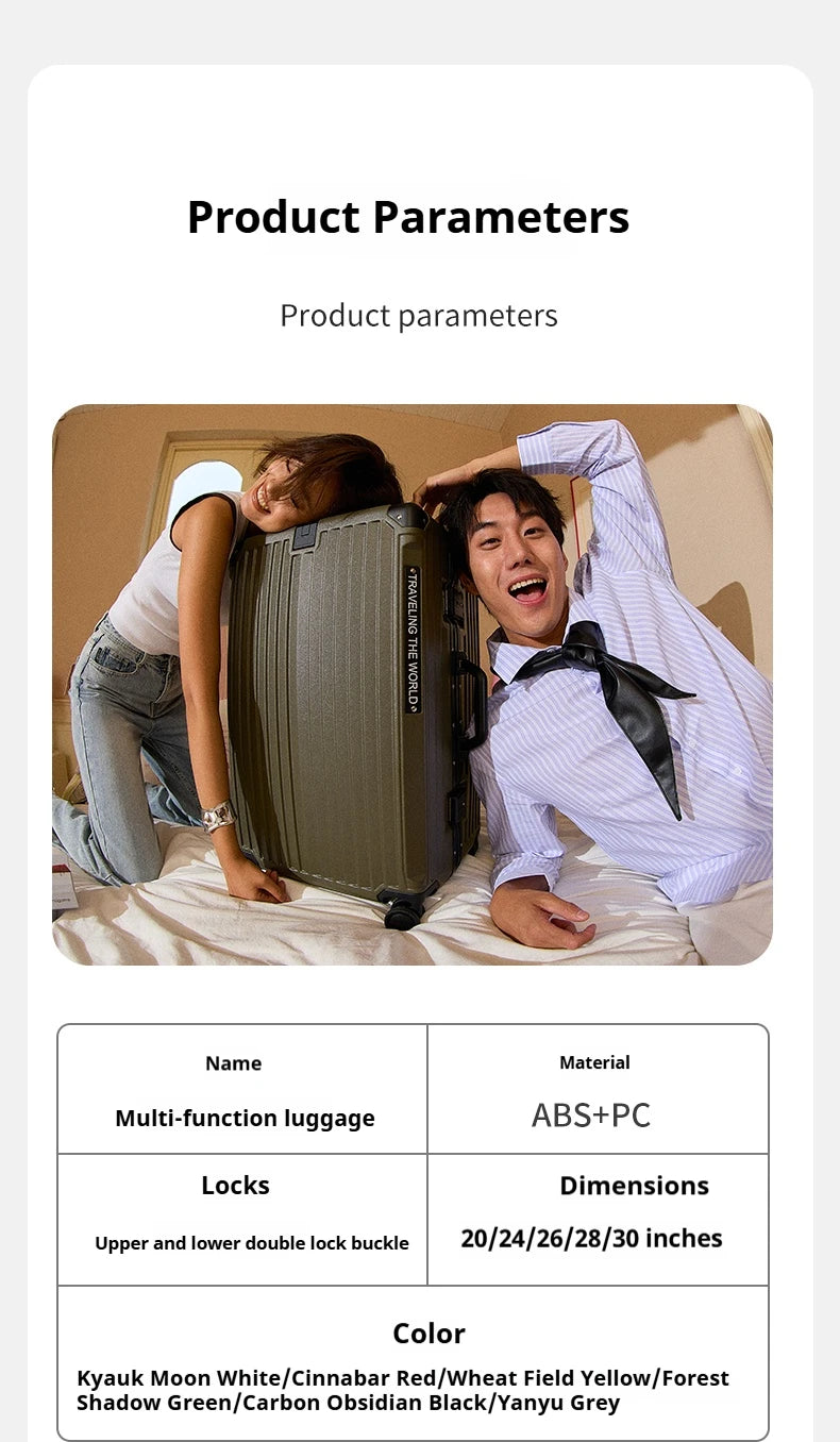 Hard Shell Carry-On Suitcase Rolling Travel Luggage with Spinner Wheels 20 24 26 28 30 Inch Large Capacity Durable Luggage