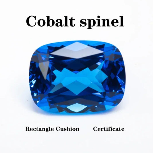 Lab Grown Cobalt Spinel Rectangular Cushion Shape Cut VVS1 DIY Charms Ring Necklace Earrings  Materials Certificate