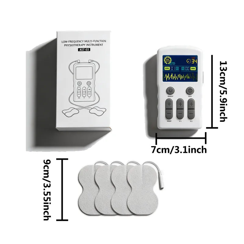 Dual Channel TENS EMS Low Frequency Therapy Machine Rechargeable Multi Modes Adjustable Strength Timing Control with Reusable Pads Portable Body Muscle Pain Relief Massager