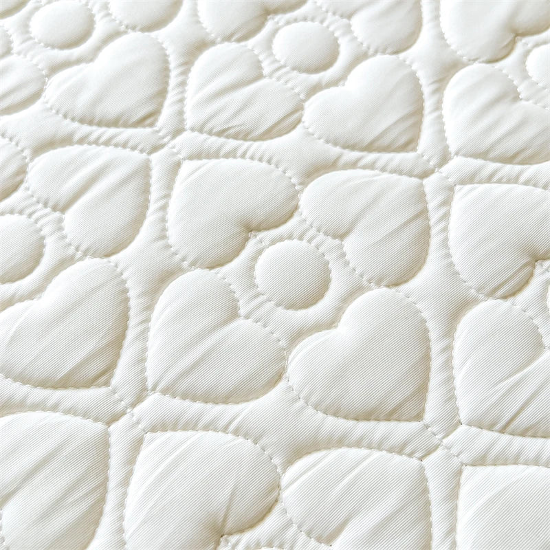 Summer Lace Ruffles Quilted Cooling Bed Skirt, Cool Feeling Fibre Mattress Cover, Bedspread, Bed Sheet, With Pillowcases, 3Pcs