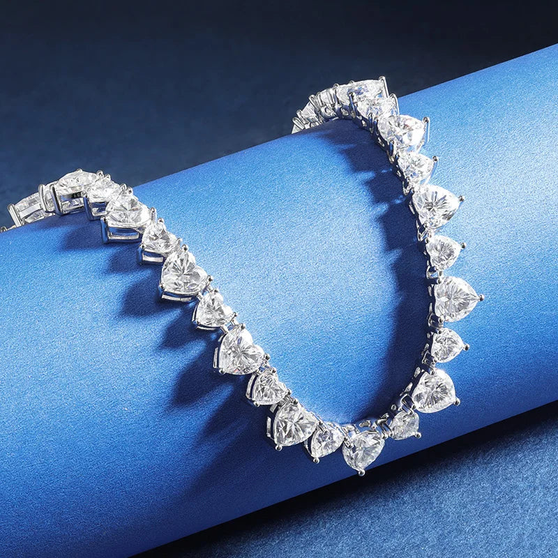 TBCYD 47/53.5ct 5mm 6.5mm D Color Heart Moissanite Necklace For Women Wedding Party Anniversary Gift Fine Jewelry