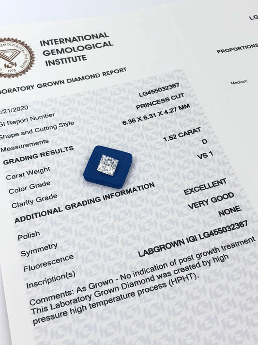 Diamanti Lab Grown Taglio Princess con Certificato IGI