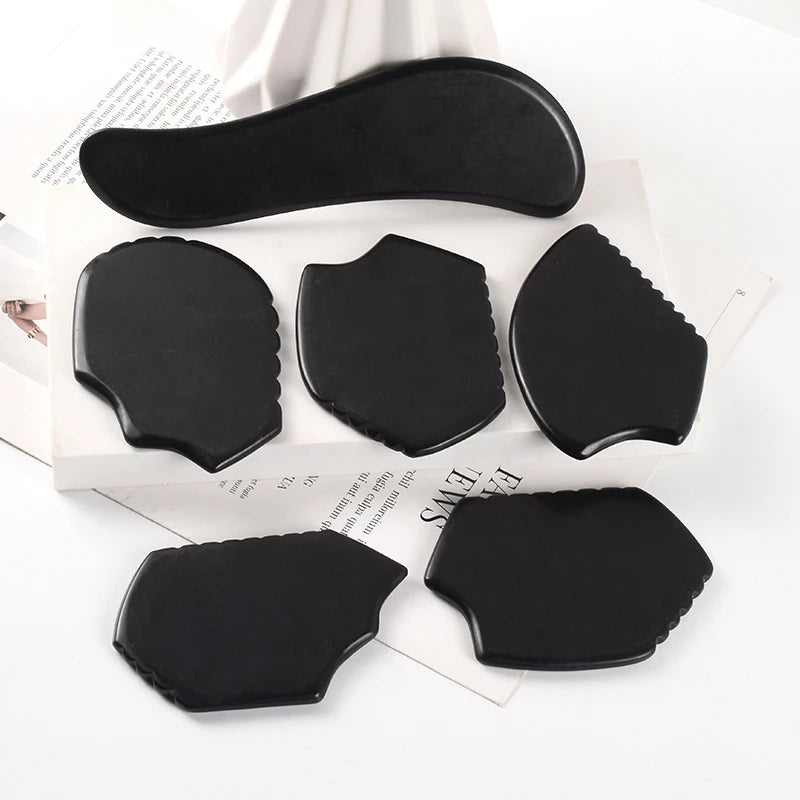 SPA Acupuncture Scraping Body Foot Back Face Neck Massager Beauty Guasha Board Black Bian Stone Gua Sha Massage Tools