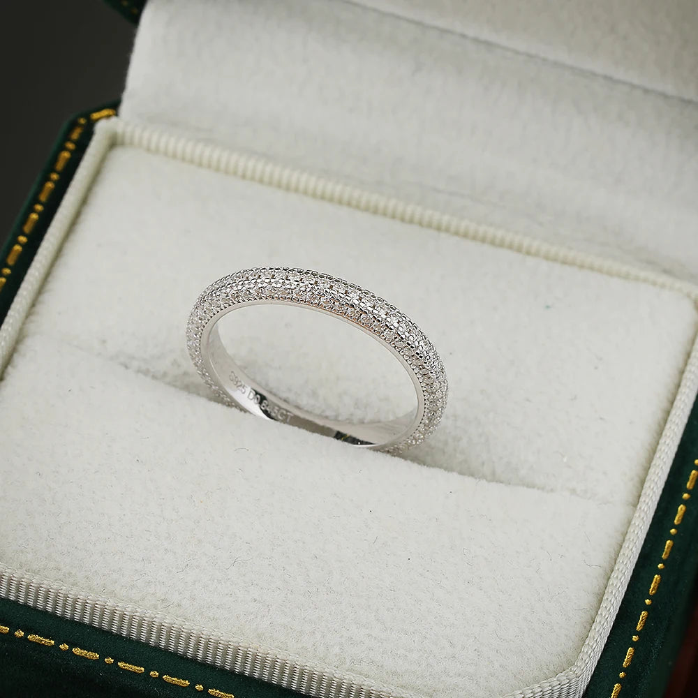 Full Eternity Moissanite Ring for Women Men Diamond Wedding Band Engagement Anniversary Gift in S925 Sterling Silver