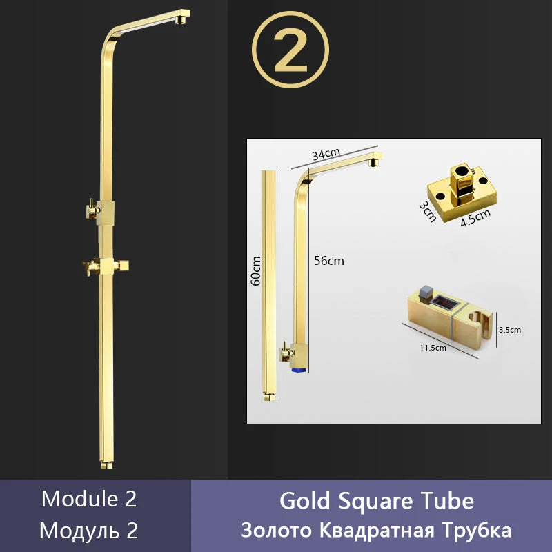DIY Shower Set Bathroom Shower System Wall Mounted Bathtub Shower Faucet Gray Black Golden White Digital LED Temperature Shower