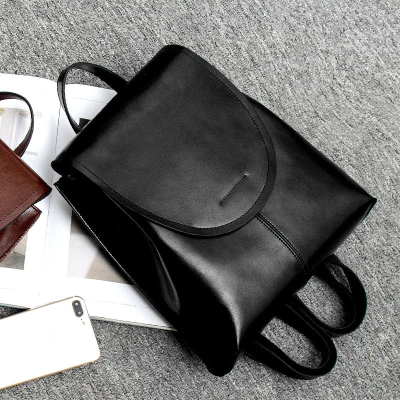 Women Backpack Shoulder Cross Body Bags Genuine Leather Female Fashion Retro Lady Oil Wax Cowhide Messenger Bag Backpacks