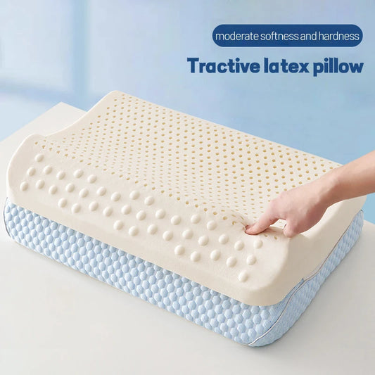 Natural Latex Pillow with Organic Cotton Cover Memory Adult Cervical Pillow Bed Pillow for Sleeping Neck Pain Relief Help