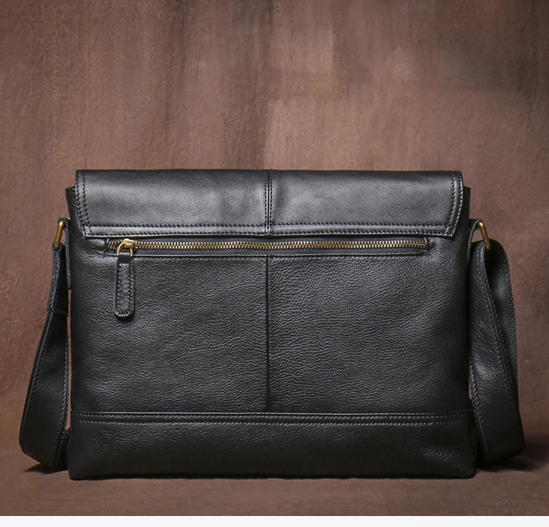 Luxury Design Genuine Leather Shoulder Bag Men's Business Briefcase Natural Cowhide Retro Crossbody Daily Commuter Messenger Bag