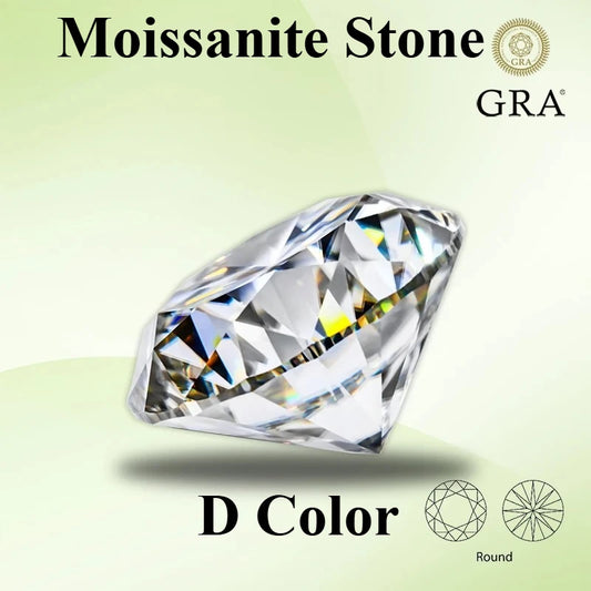 Moissanite Stone Round Cut D Color VVS1 0.1ct-12.0ct Lab Grown Gemstone for DIY Jewelry Making Materials Pass Diamond Tester