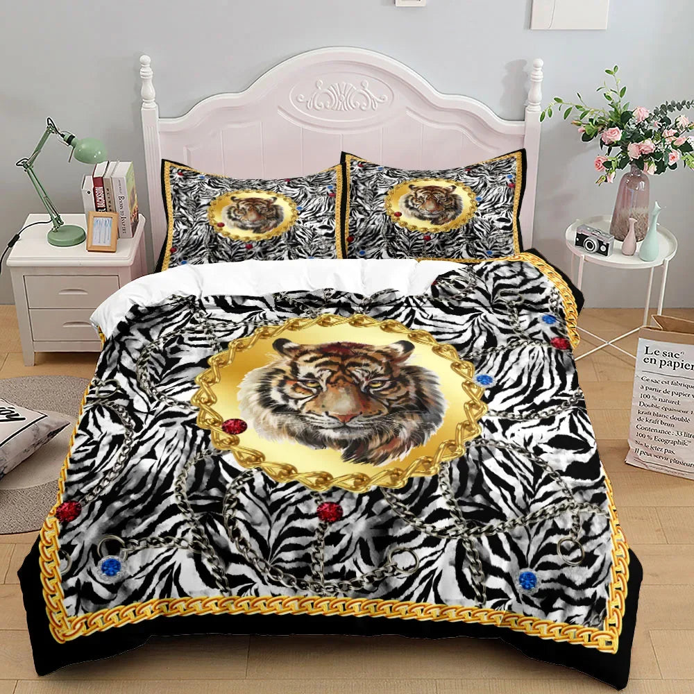 Luxury Baroque Pattern Bedding Set Golden Duvet cover set Twin Double Queen King Size Comforter cover set for Gift Bed Linen