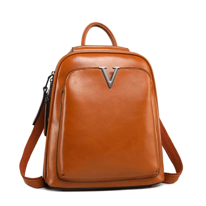 Fashionable High-Quality Leather Women's Backpack Casual Multifunctional Large Capacity Hot Sale Of The Season New Style Double