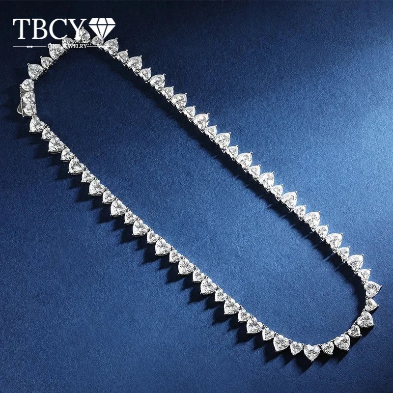 TBCYD 47/53.5ct 5mm 6.5mm D Color Heart Moissanite Necklace For Women Wedding Party Anniversary Gift Fine Jewelry