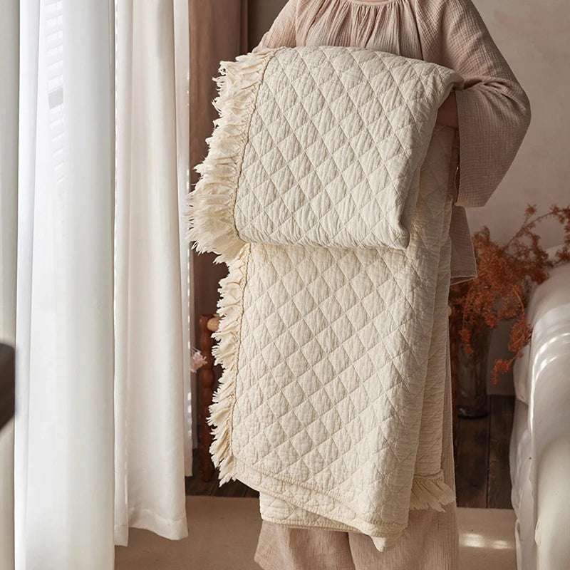 Washed Pure Cotton Versatile Quilted Bedspread Summer Quilt Blanket Bed Cover Mattress Topper Coverlet Bed Sheet With Pillowcase