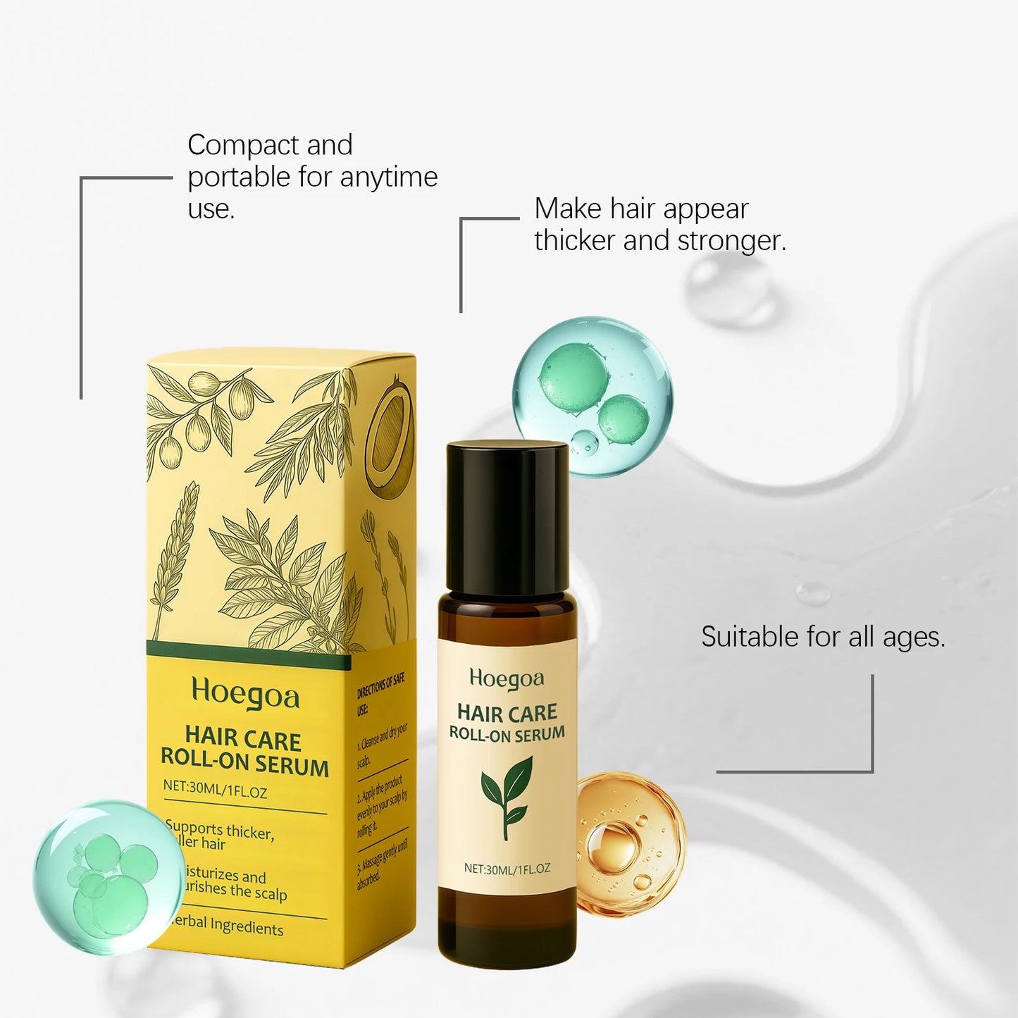 Ginger Hair G-rowth Roll-On Serum Essential Oil Repair Damaged Prevent Hair Loss Soften Hair Strengthen Hair Roots Hair ScalpOil