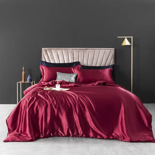 100% Pure Silk Bedding Sets High End Quilt Bed Cover Set Duvet Cover Bedsheet Pillowcases 4pcs Natural Luxury Bedcloth Sets