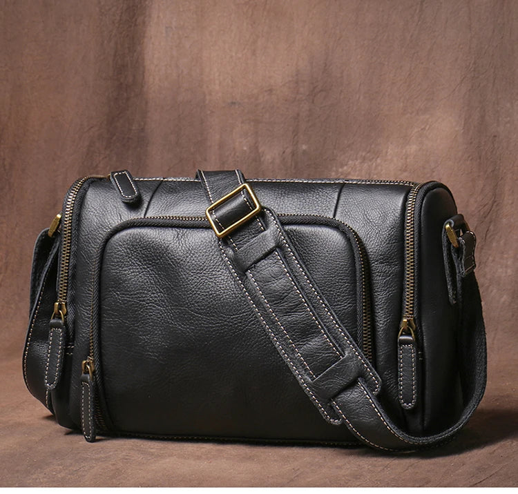 GURO Higher Quality Genuine Leather Shoulder Bag Men's Party Deluxe Crossbody Vintage Top Cowhide multicompartment Messenger Bag